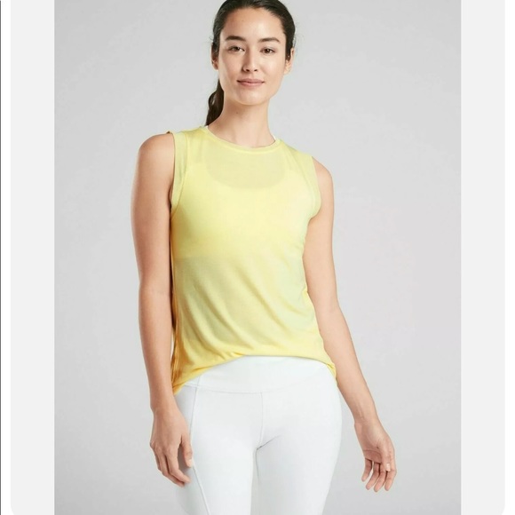 Athleta Cloudlight Hybrid Tank Mesh Pineapple Whip Yellow size Medium Crew Neck - Picture 1 of 7